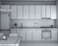 Contemporary Blue Kitchen Design Medium 3d model