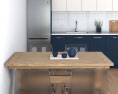 Contemporary Blue Kitchen Design Medium 3D 모델 
