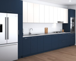 Contemporary Blue Kitchen Design Big 3D-Modell