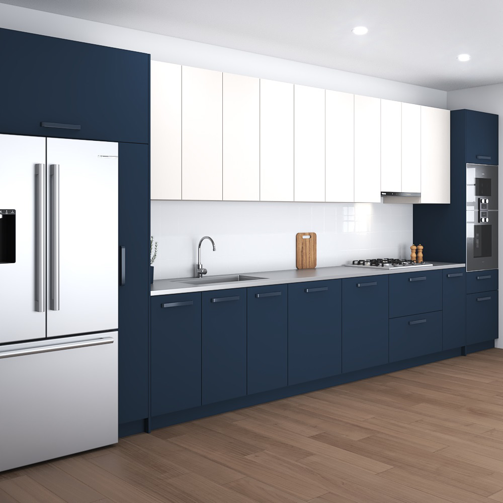 Contemporary Blue Kitchen Design Big Modello 3D