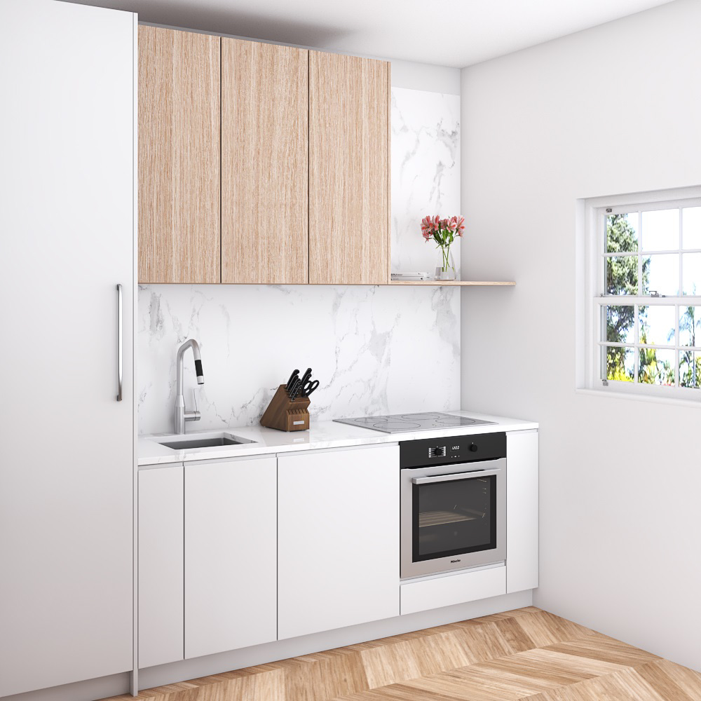 Scandinavian White Kitchen Design Small Modello 3D