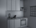 Scandinavian White Kitchen Design Small 3D 모델 