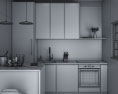 Scandinavian White Kitchen Design Small 3D-Modell