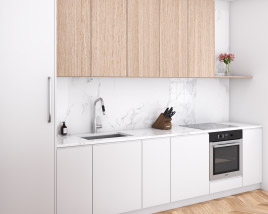 Scandinavian White Kitchen Design Medium Modello 3D