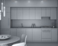 Contemporary Scandinavian Kitchen Design Medium 3D 모델 