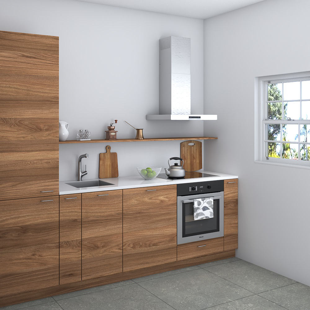 Wooden Country Kitchen Design Small Modelo 3d