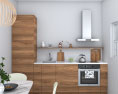 Wooden Country Kitchen Design Small Modello 3D