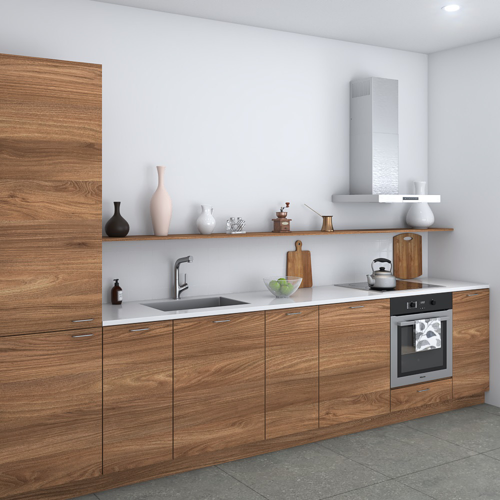 Wooden Country Kitchen Design Medium 3D-Modell