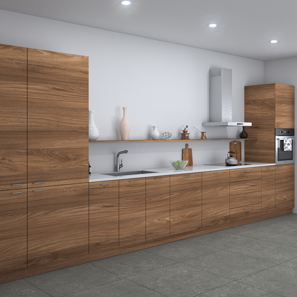 Wooden Country Kitchen Design Big 3D-Modell