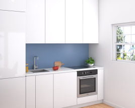 Contemporary City White Kitchen Design Small 3D-Modell