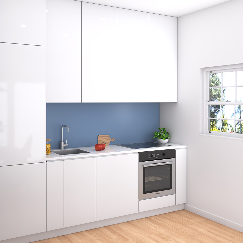 Contemporary City White Kitchen Design Small Modelo 3d