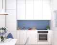 Contemporary City White Kitchen Design Small Modèle 3d