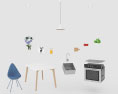 Contemporary City White Kitchen Design Small Modelo 3D