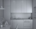 Contemporary City White Kitchen Design Small Modèle 3d