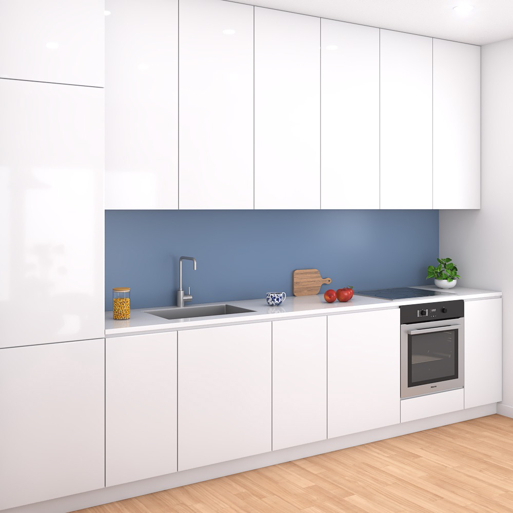 Contemporary City White Kitchen Design Medium Modello 3D