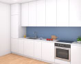 Contemporary City White Kitchen Design Medium 3D-Modell