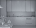 Contemporary City White Kitchen Design Medium 3D 모델 