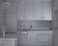 Traditional White Kitchen Design Small 3D-Modell