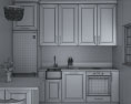 Traditional White Kitchen Design Small 3D 모델 