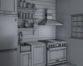 Traditional Country Blue Kitchen Design Small 3d model