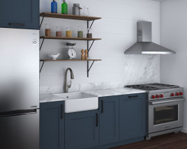 Traditional Country Blue Kitchen Design Medium 3D model