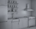 Traditional Country Blue Kitchen Design Medium 3Dモデル