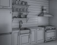 Traditional Country Blue Kitchen Design Medium 3D模型