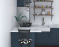 Traditional Country Blue Kitchen Design Medium 3D модель
