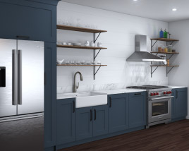 Traditional Country Blue Kitchen Design Big Modèle 3D