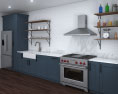 Traditional Country Blue Kitchen Design Big 3d model