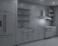 Traditional Country Blue Kitchen Design Big 3D 모델 