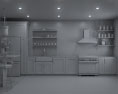 Traditional Country Blue Kitchen Design Big Modelo 3D