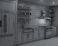 Traditional Country Blue Kitchen Design Big 3Dモデル