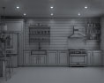 Traditional Country Blue Kitchen Design Big 3Dモデル