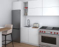 Contemporary White Interior Kitchen Design Small Modèle 3d