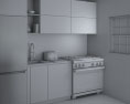 Contemporary White Interior Kitchen Design Small 3D 모델 