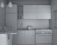 Contemporary White Interior Kitchen Design Small 3D 모델 