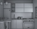 Contemporary White Interior Kitchen Design Small Modello 3D