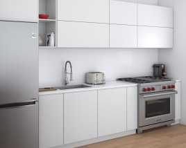 Contemporary White Interior Kitchen Design Medium 3D模型