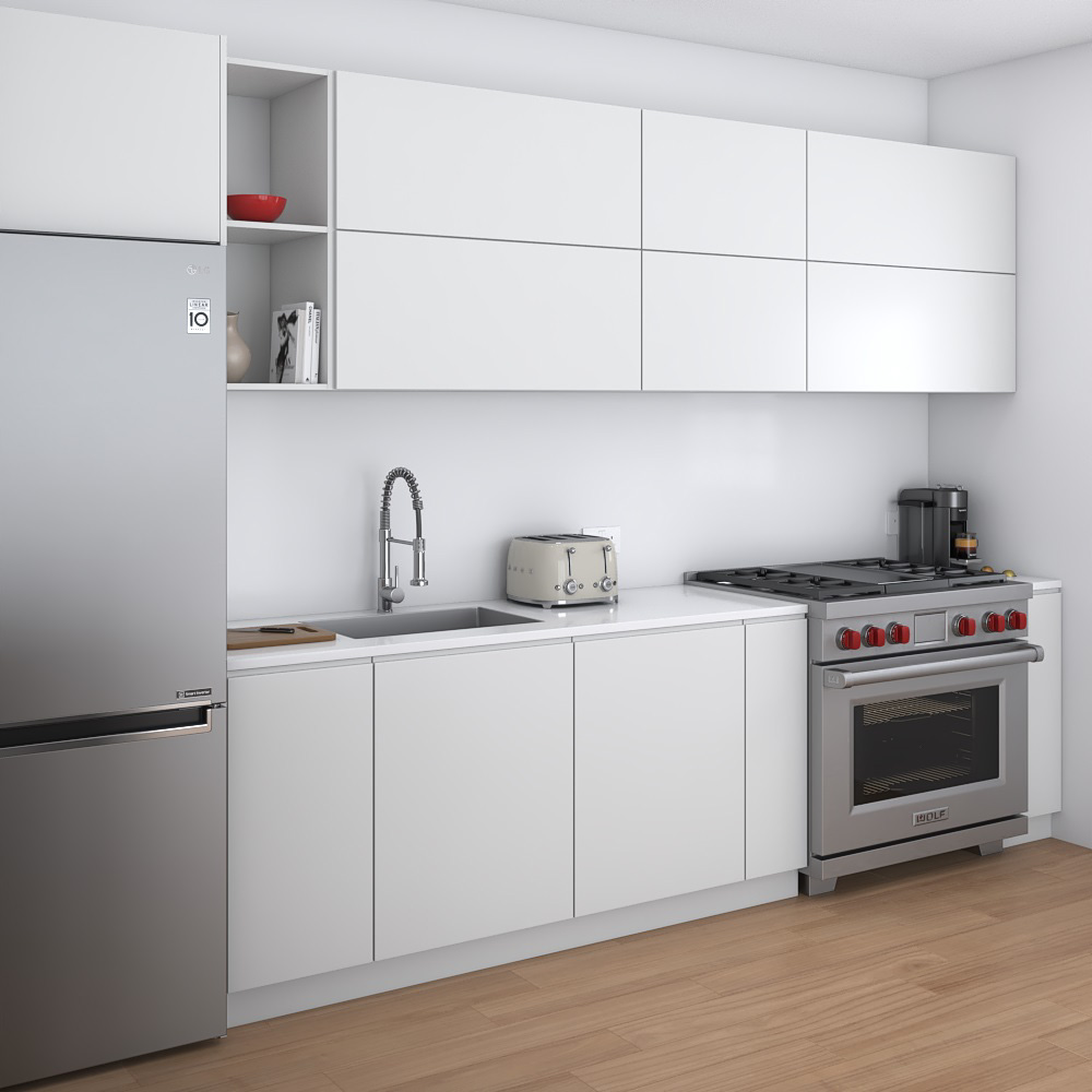 Contemporary White Interior Kitchen Design Medium Modèle 3D