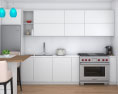 Contemporary White Interior Kitchen Design Medium Modèle 3d