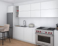 Contemporary White Interior Kitchen Design Medium 3d model