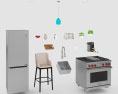 Contemporary White Interior Kitchen Design Medium 3d model