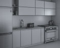 Contemporary White Interior Kitchen Design Medium Modello 3D