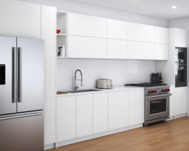 Contemporary White Interior Kitchen Design Big Modèle 3D