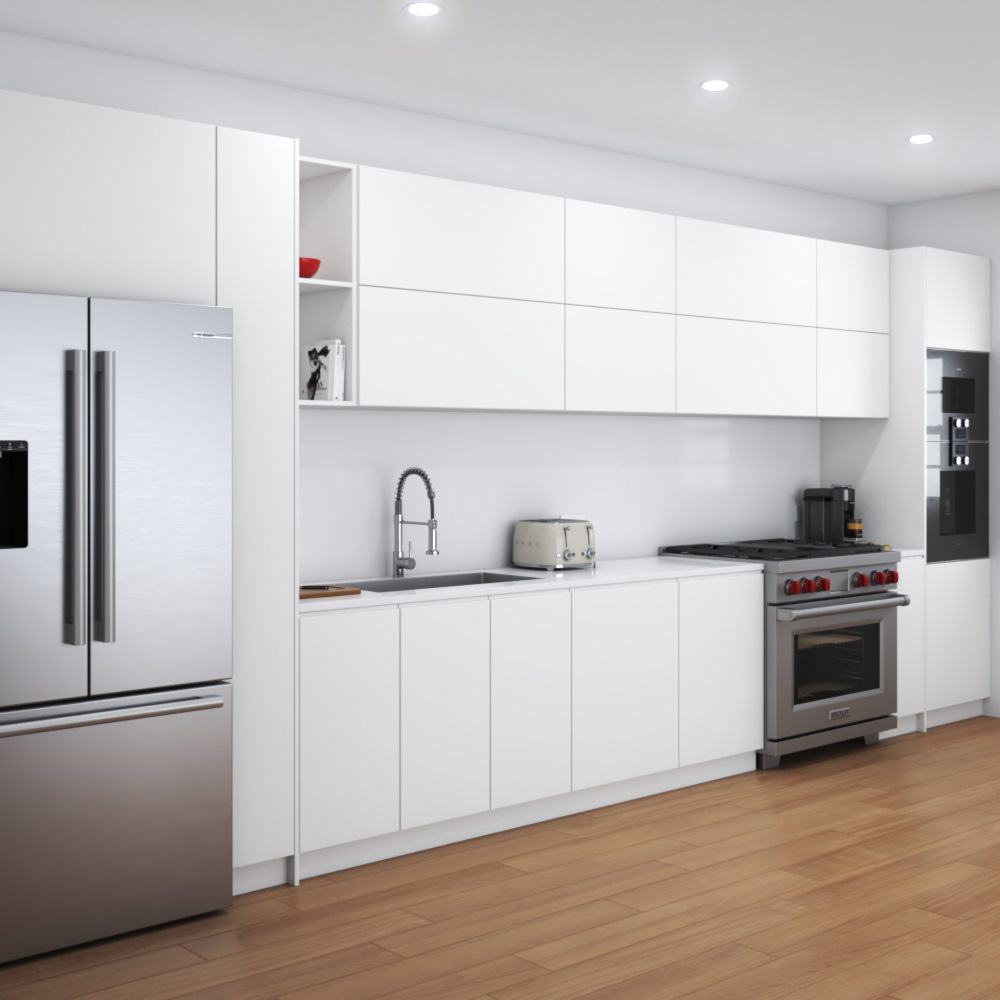 Contemporary White Interior Kitchen Design Big 3D-Modell