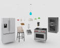 Contemporary White Interior Kitchen Design Big Modèle 3d