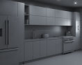 Contemporary White Interior Kitchen Design Big 3D модель