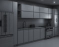 Contemporary White Interior Kitchen Design Big Modèle 3d