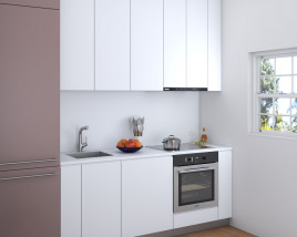 3D model of Modern White Interior Kitchen Design Small
